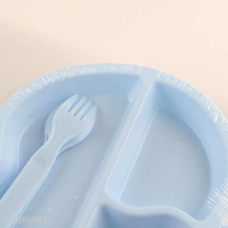 China products apple shape baby dinner plate set with fork and spoon