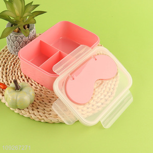 Factory direct sale plastic 3compartment school kids lunch box set