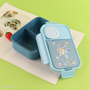 Most popular cartoon portable 3compartment plastic lunch box set