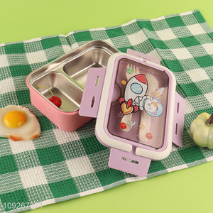 Good quality stainless steel school kids cartoon lunch box set for sale