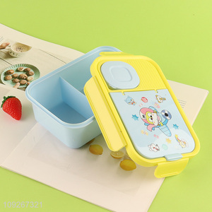 Yiwu market cartoon school kids plastic lunch box set with spoon
