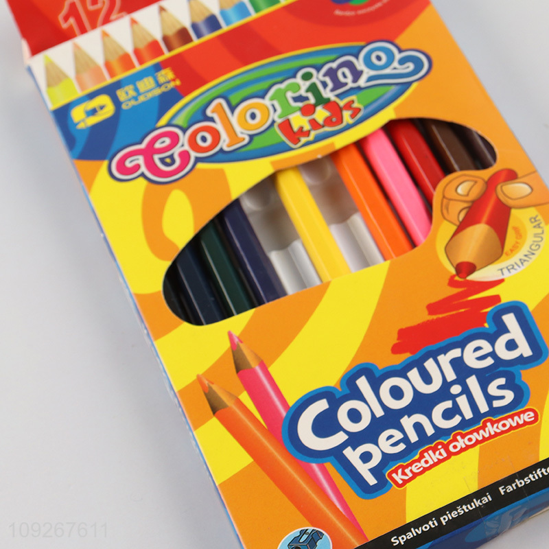 China products 12pcs super soft school kids stationery colored pencil set