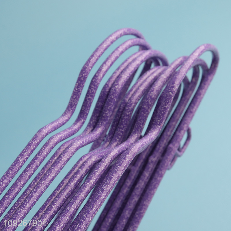 Hot selling 10pcs purple anti-slip clothes hanger coat hanger wholesale