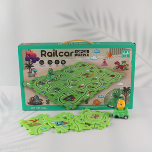 China supplier dinosaur series puzzle game electric rail car toys for children