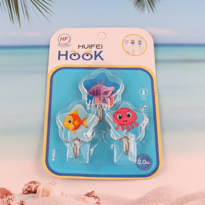 Yiwu market 3pcs star shape heavy duty sticky hook wall hook set