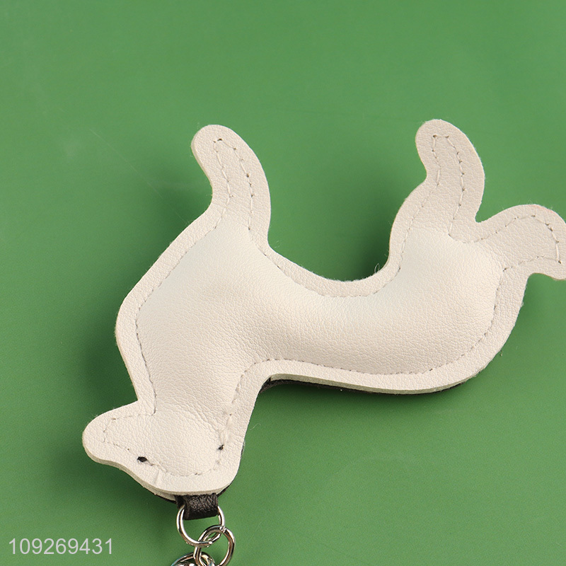 New arrival cartoon puppy leather keychain key ring bag pendant for sale