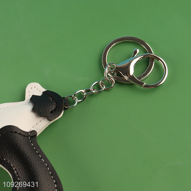 New arrival cartoon puppy leather keychain key ring bag pendant for sale