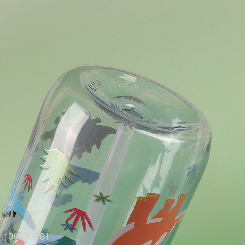 High Quality Kids Water Bottle Cute Plastic Water Bottle with Straw & Handle