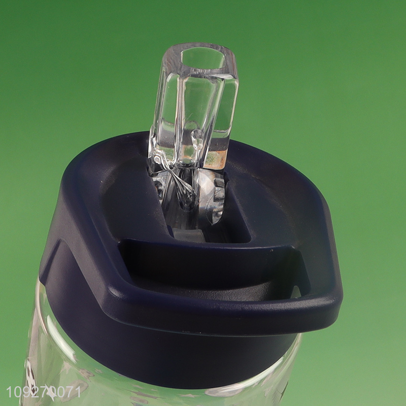 Custom Logo Plastic Water Bottle Durable Water Bottle with Flip Straw & Handle