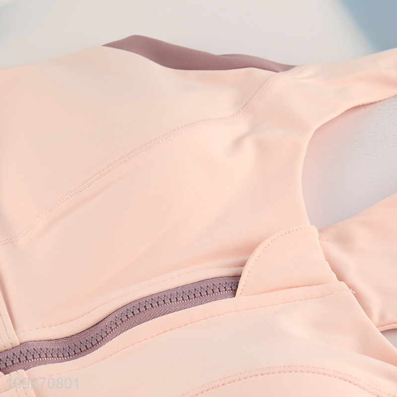 Online wholesale breathable sports women underwear women bra with zipper