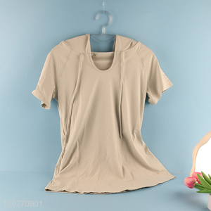 Factory Wholesale Summer Slimming Shaping Hooded Top Short Sleeves