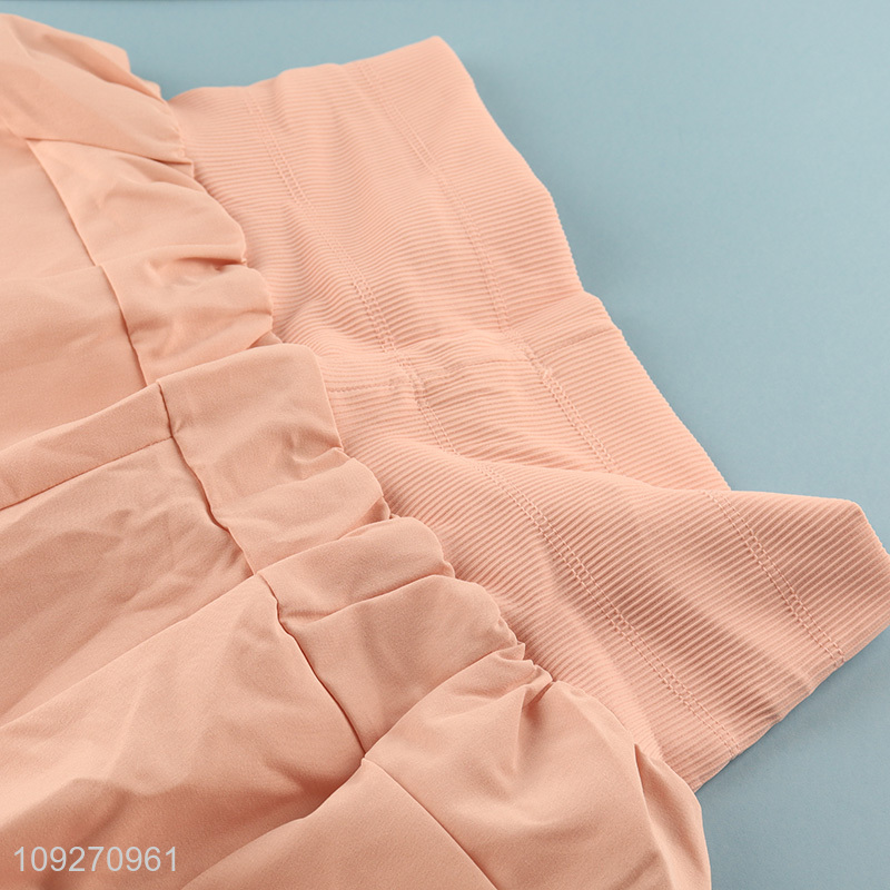 Factory wholesale women double-layer drawstring fitness shorts