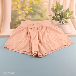 Factory wholesale women double-layer drawstring fitness shorts