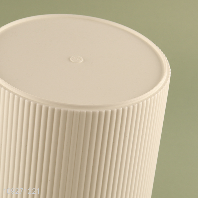 Good price white round plastic waste bin with bamboo lid