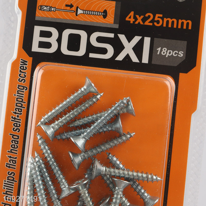 High quality 4*25mm zinc-plated phillips flat head self-tapping screws