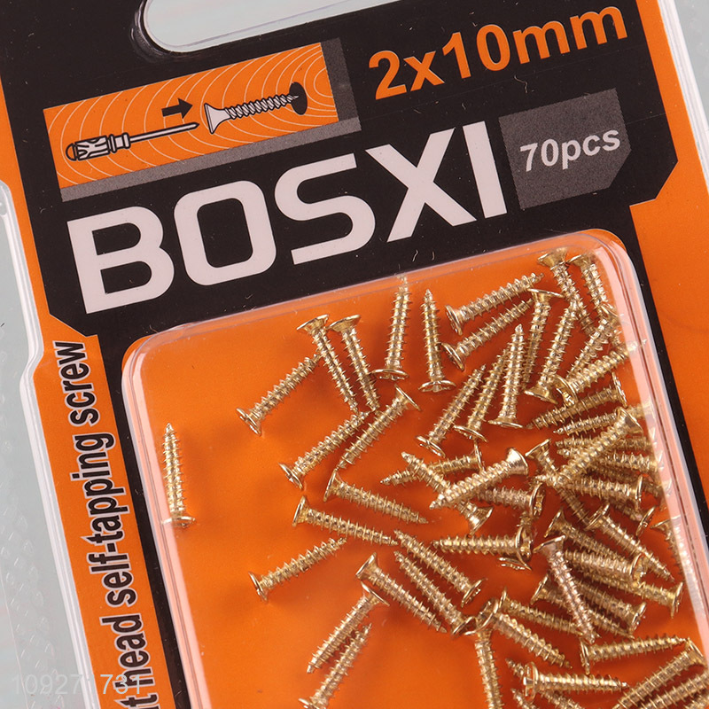 Yiwu market 70pcs 2*10mm copper-plated phillips flat head self-tapping screws