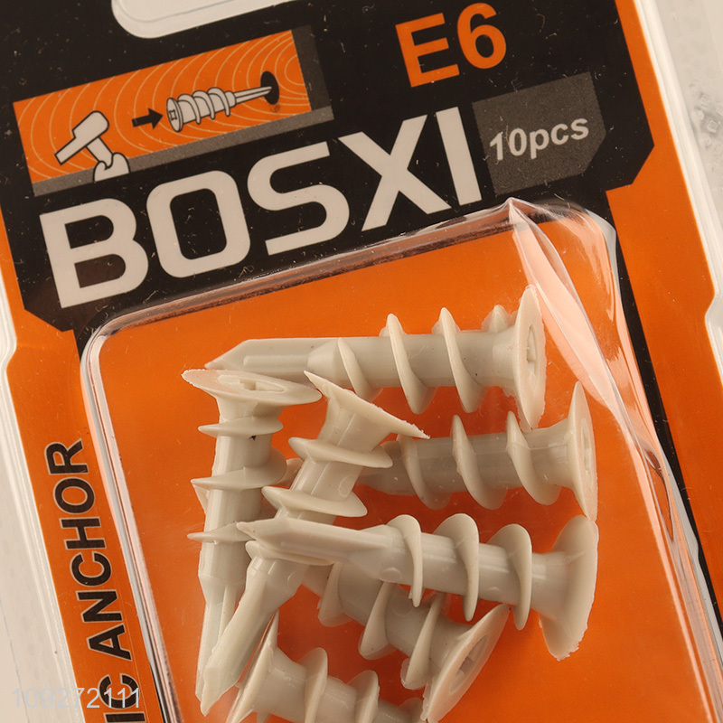 Yiwu market 10pcs hardware accessories plastic wall anchor set