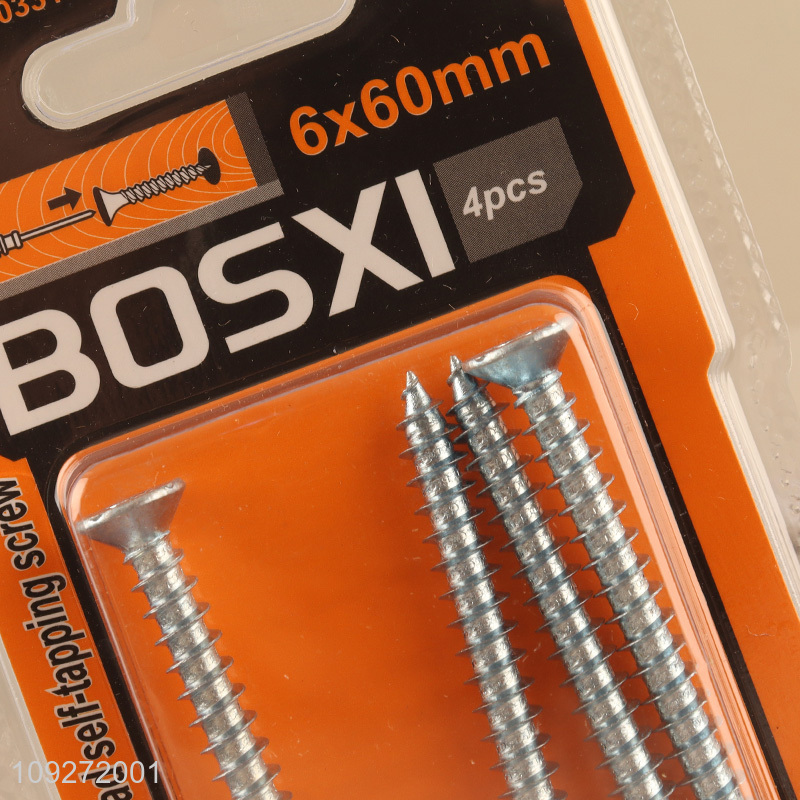 Good quality 6*60mm zinc-plated phillips flat head self-tapping screws