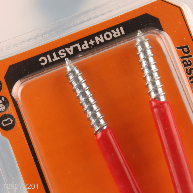 New arrival 2pcs plastic coated self tapping screws hooks