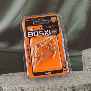 Hot products 6pcs iron right-angle hook hardware accessories