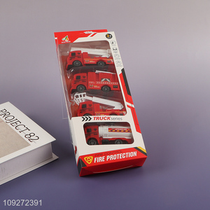 Wholesale fire fighting truck children's toy pull back car set