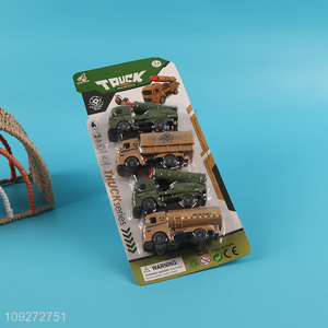 New style 4pcs military truck children pull back car toy set