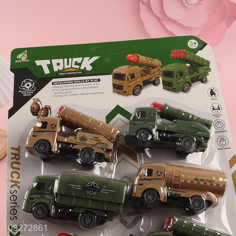 Top sale military truck children pull back car toy set