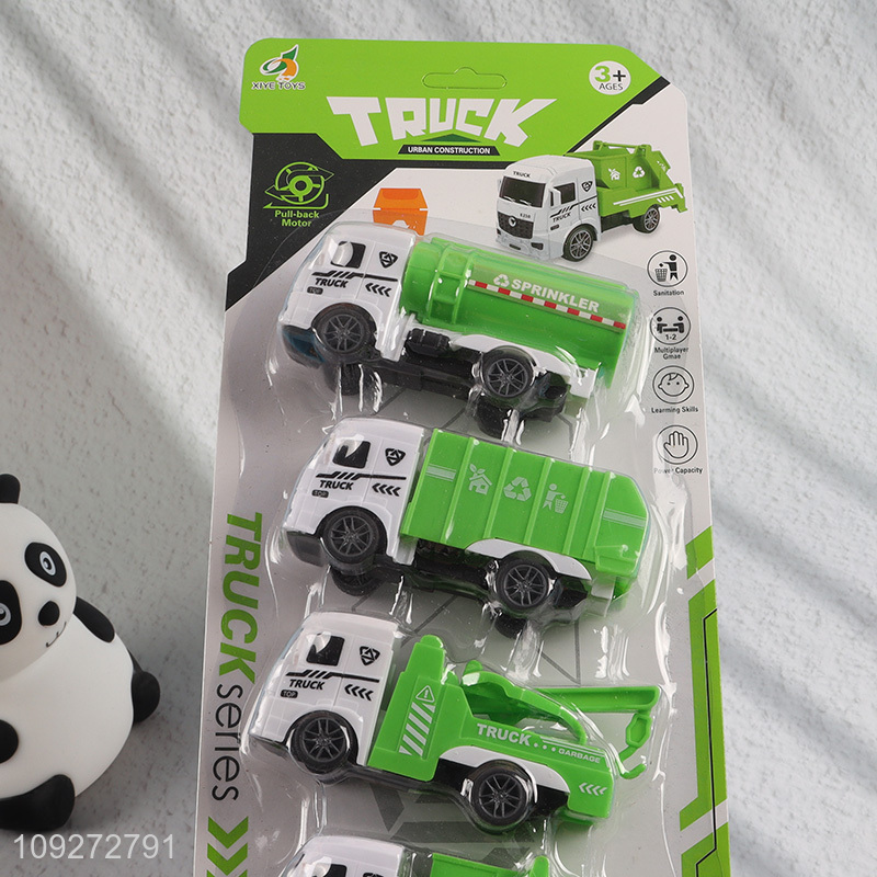 Top quality 6pcs sanitation truck children pull back car toy set