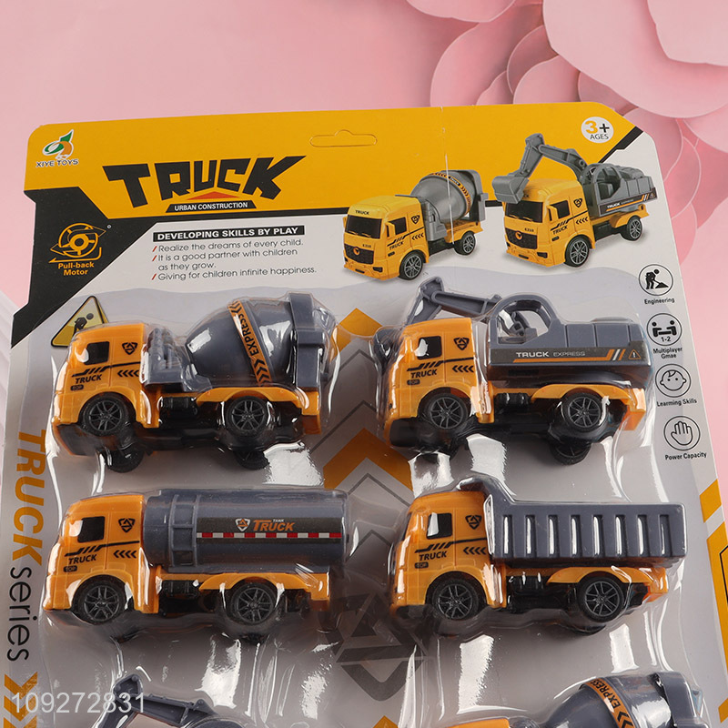 Popular products 8pcs engineer truck children pull back car toy set for sale