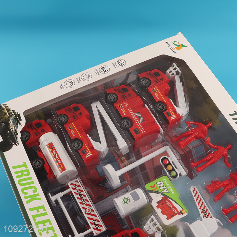 Popular products children firefighter toy truck fleet kit