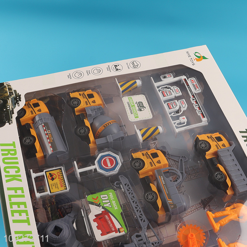 Low price engineer truck children pull back car toy set