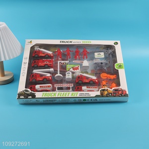 Popular products children firefighter toy truck fleet kit