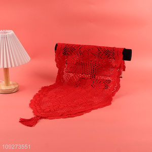 Best selling red hollow polyester table runner table decoration table flags