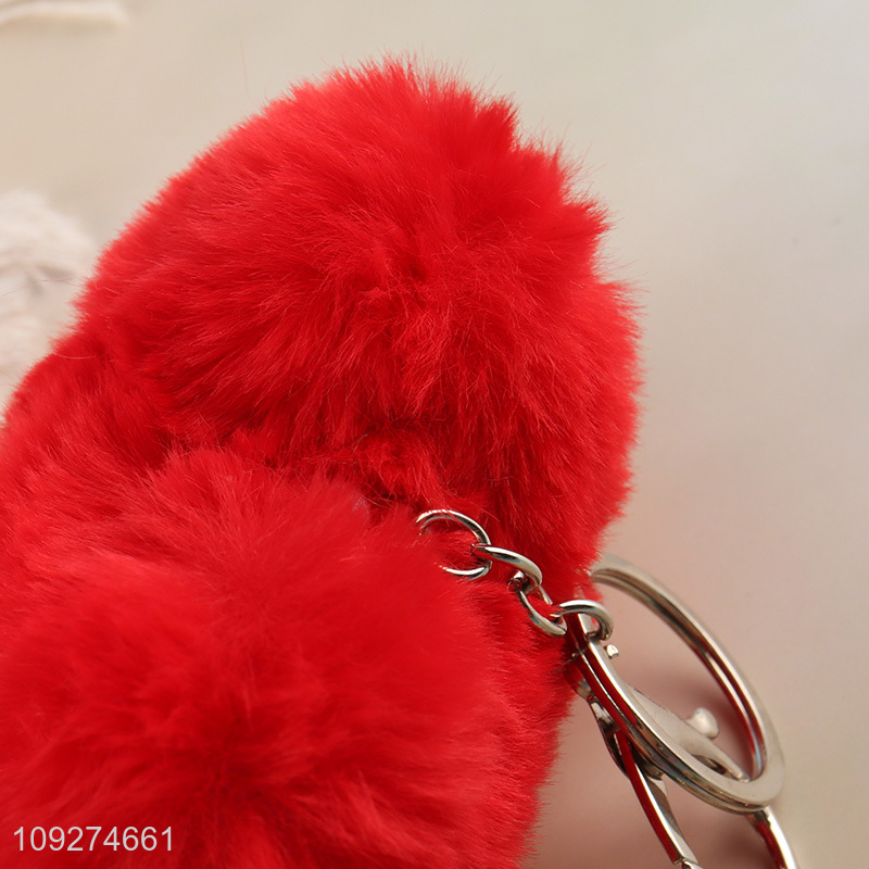 Yiwu market heart shape plush keychain key rings