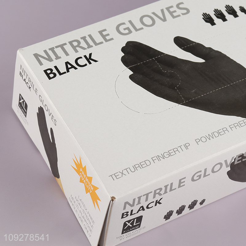 Yiwu market black powder free disposable nitrile gloves for sale