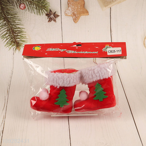 Latest products 2pcs christmas boots christmas hanging ornament decoration set