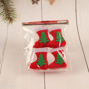 China wholesale 4pcs mini christmas boots christmas hanging ornament decoration