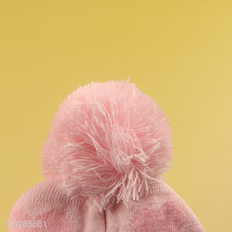 Yiwu market plush ball knitted hat beanies hat for winter