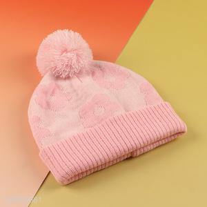 Yiwu market plush ball knitted hat beanies hat for winter