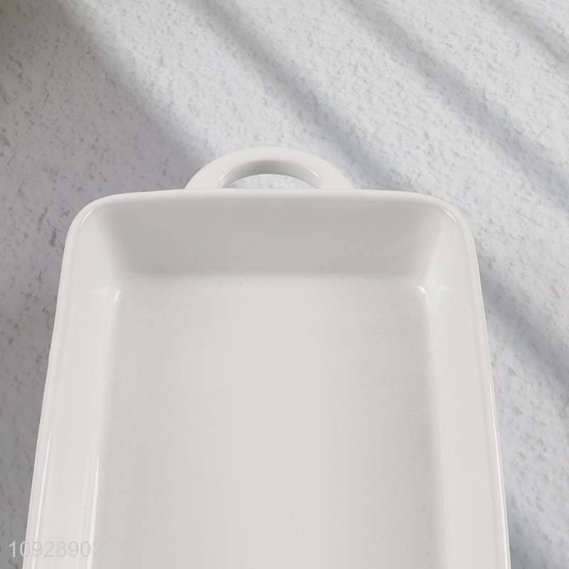 Hot products ceramic rectangle baking pan with handle