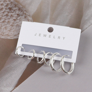 China wholesale silver fashion jewelry earrings ear studs set