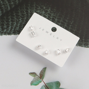 China supplier silver fashion jewelry earrings ear studs set