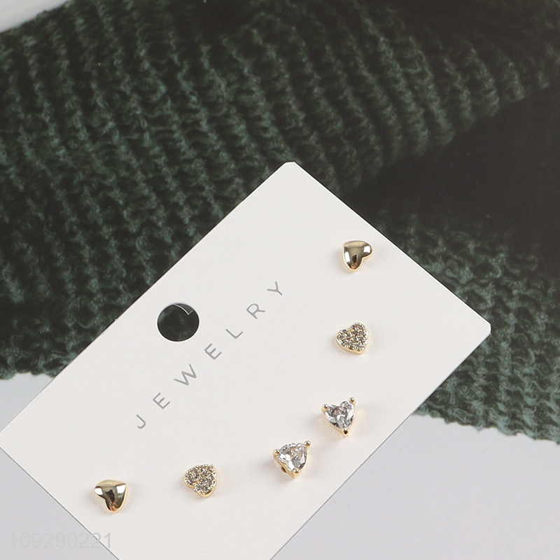 Hot products heart fashion jewelry earrings ear studs set