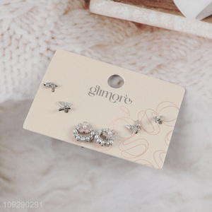 Latest products silver fashion jewelry earrings ear studs set