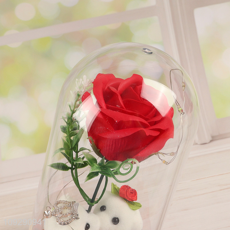 China products rose flower bear lights Valentine's Day gift