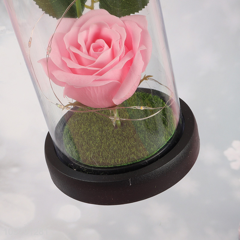 Yiwu market pink rose flower ornament lights Valentine's Day gift